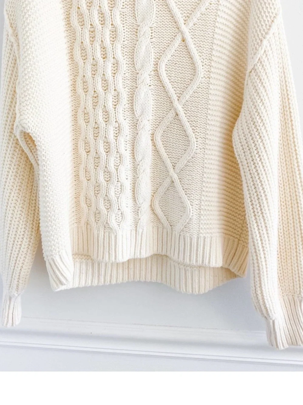 Free People Dream Cable Crew Neck Sweater